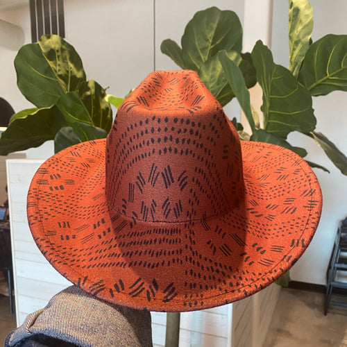 Copper Brown Printed Cowboy Hat