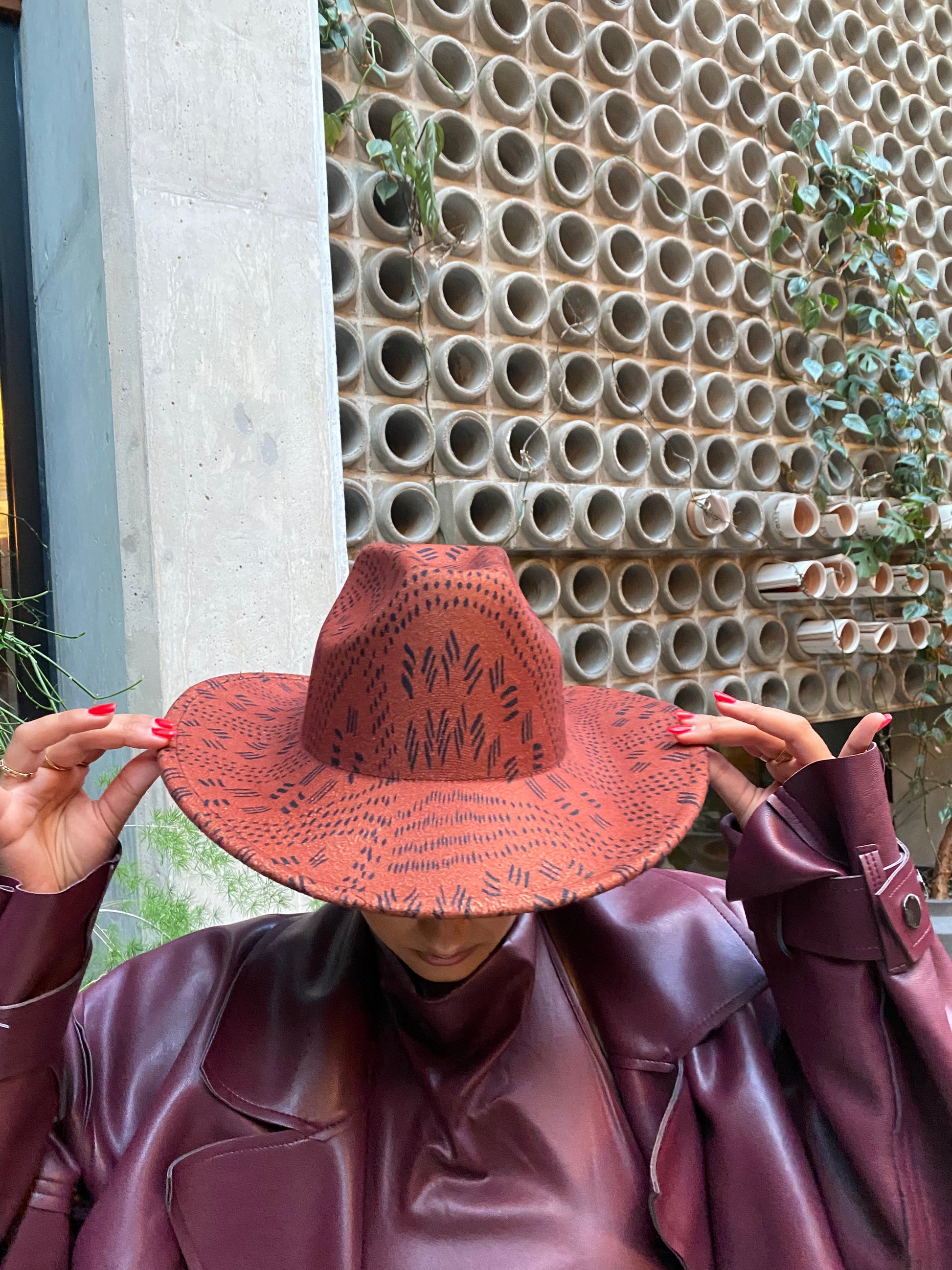 Copper Brown Printed Cowboy Hat